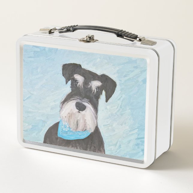 Schnauzer (Miniature) Painting - Cute Original Dog Metal Lunch Box (Front)