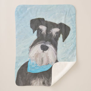Schnauzer (Miniature) Painting - Cute Original Dog Sherpa Blanket