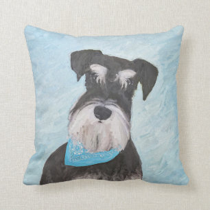 Schnauzer (Miniature) Painting - Cute Original Dog Throw Pillow