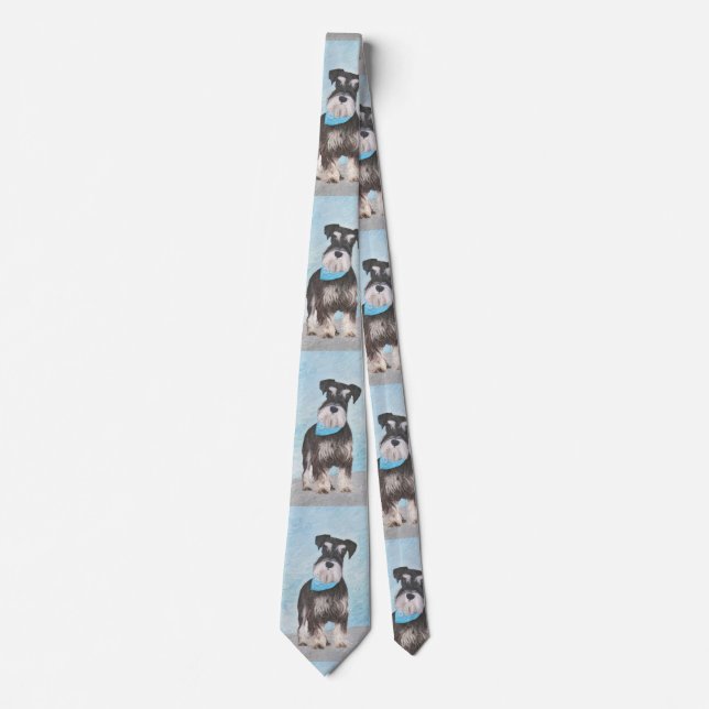 Schnauzer (Miniature) Painting - Cute Original Dog Tie (Front)