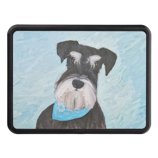 Schnauzer (Miniature) Painting - Cute Original Dog Trailer Hitch Cover (Front)