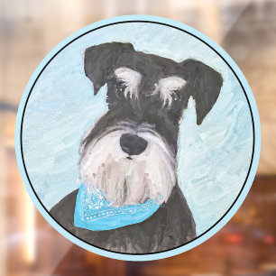 Schnauzer (Miniature) Painting - Cute Original Dog Window Cling