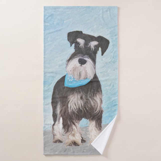 Schnauzer (Miniature) Peinture - Joli chien origin (Serviette de bain)