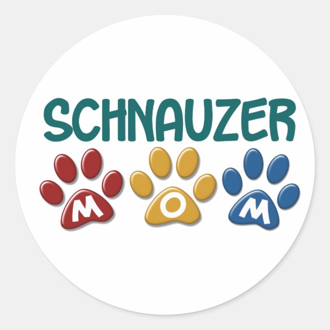 SCHNAUZER Mom Paw Print 1 Classic Round Sticker (Front)