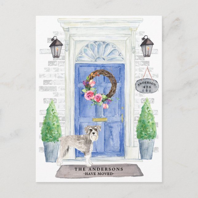 Schnauzer Moving Announcement Postcard (Front)