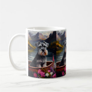 Schnauzer on a Paddle: A Scenic Adventure Coffee Mug