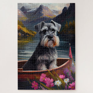Schnauzer on a Paddle: A Scenic Adventure Jigsaw Puzzle