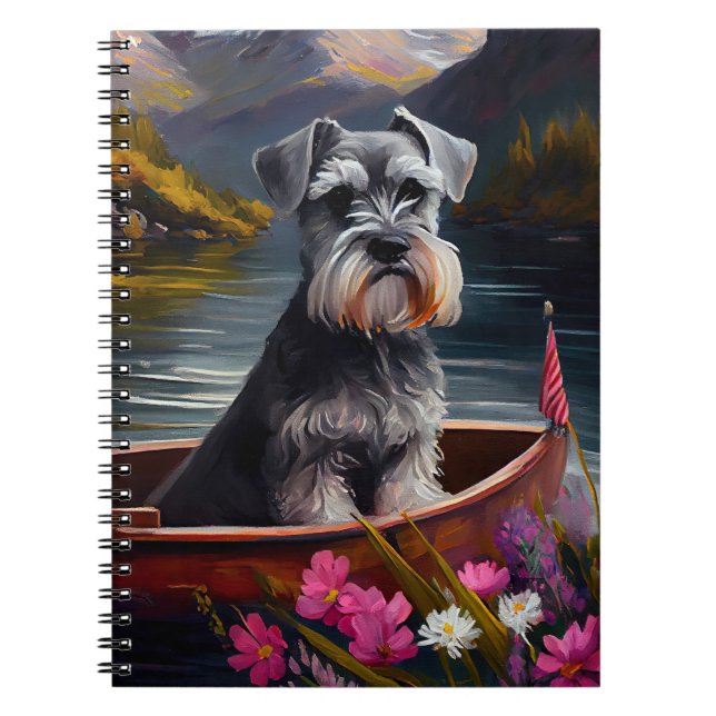 Schnauzer on a Paddle: A Scenic Adventure  Notebook (Front)