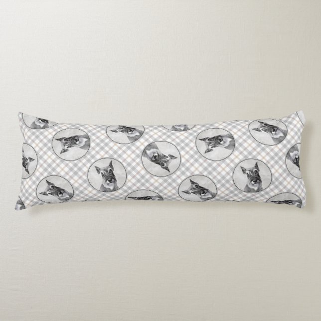 Schnauzer Painting Giant Cropped Original Dog Art Body Pillow (Front)