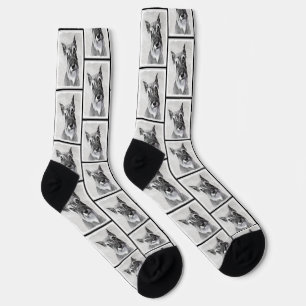 Schnauzer Painting Giant Cropped Original Dog Art Socks