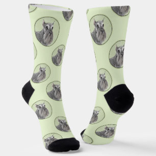 Schnauzer Painting Giant Standard Cropped Dog Art Socks