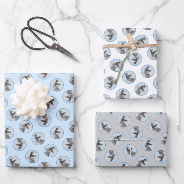 Schnauzer Painting Giant Standard Cropped Dog Art Wrapping Paper Sheet (Front)