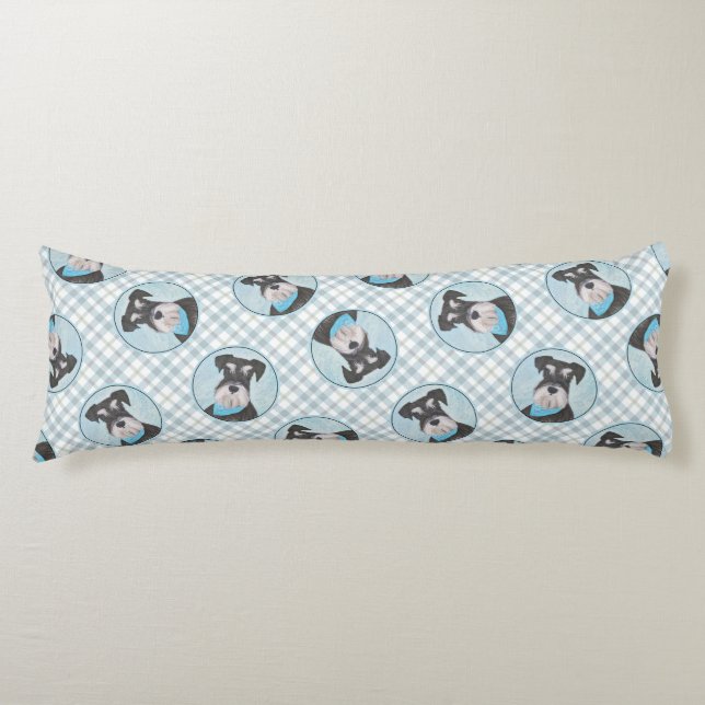 Schnauzer Painting Miniature Uncropped Pet Dog Art Body Pillow (Front)