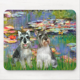 Schnauzer Pair 2 - LIlies 2 Mouse Pad