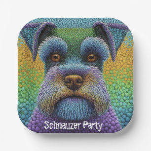Schnauzer Party Dog Edit Text Personalize Paper Plate