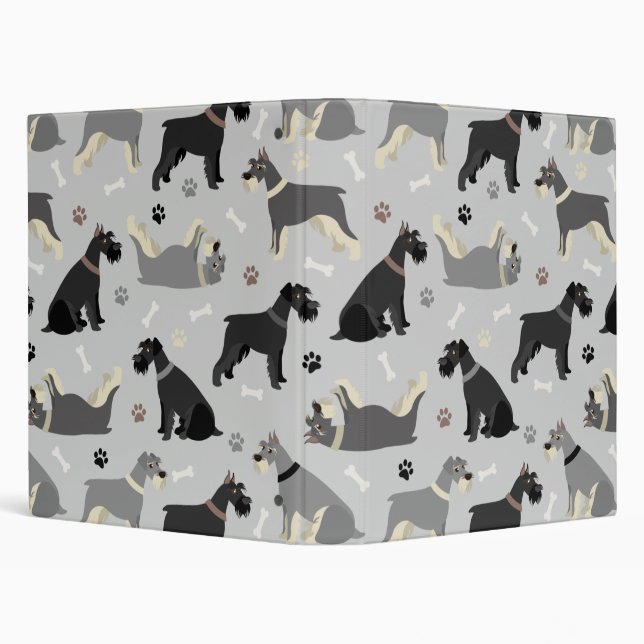 Schnauzer Paws and Bones 3 Ring Binder (Background)