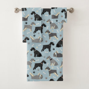 Schnauzer Paws and Bones Bath Towel Set