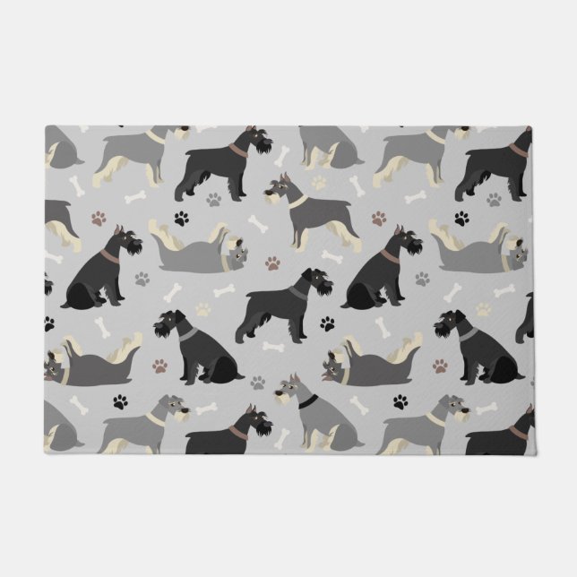 Schnauzer Paws and Bones Doormat (Front)