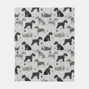 Schnauzer Paws and Bones Fleece Blanket