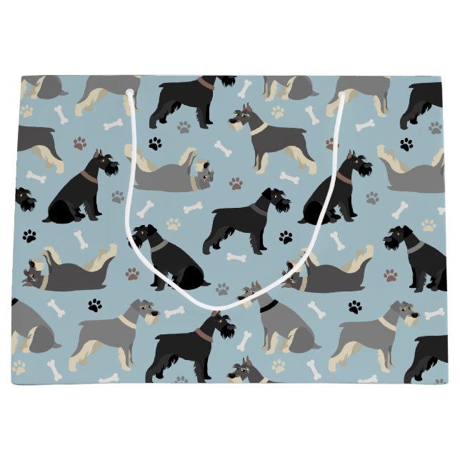 Schnauzer Paws and Bones Large Gift Bag (Front)