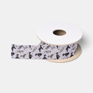 Schnauzer Paws and Bones Satin Ribbon