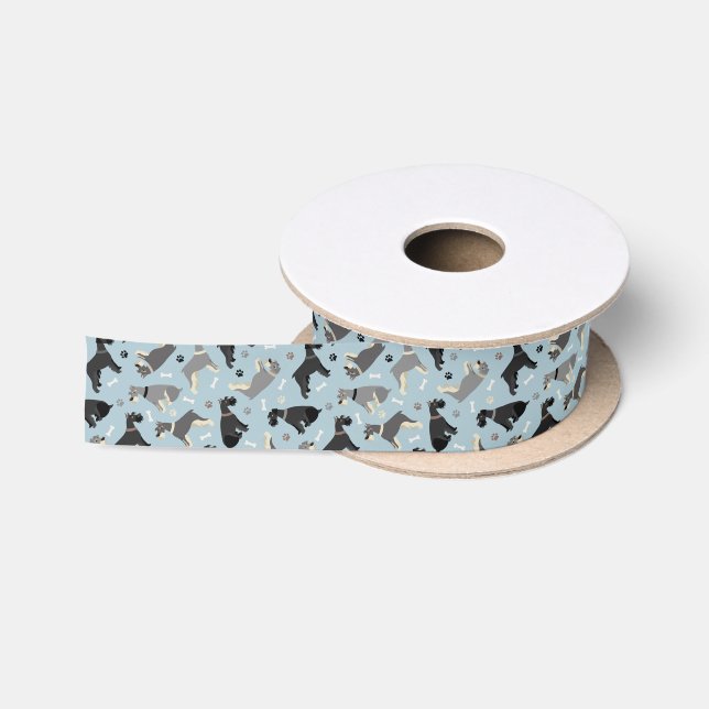 Schnauzer Paws and Bones Satin Ribbon (Spool)