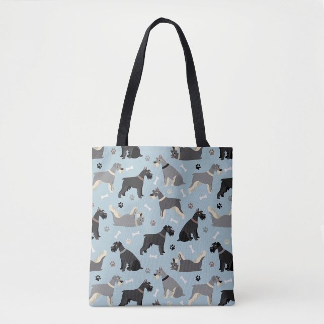 Schnauzer Paws and Bones Tote Bag (Front)