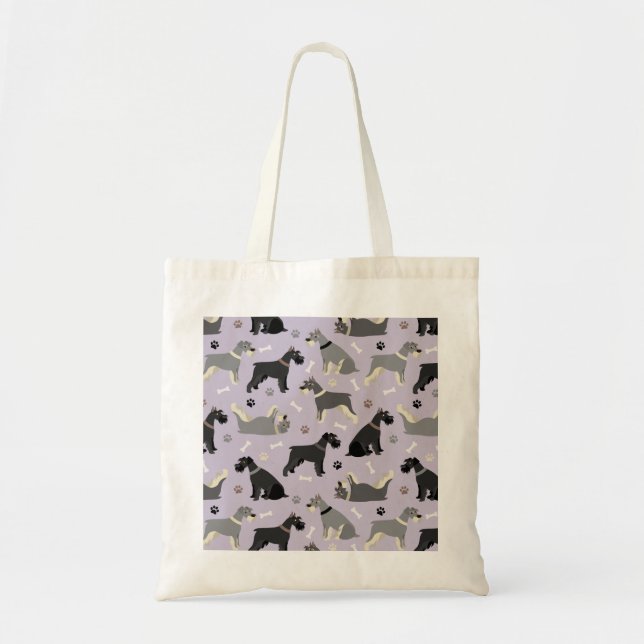 Schnauzer Paws and Bones Tote Bag (Front)