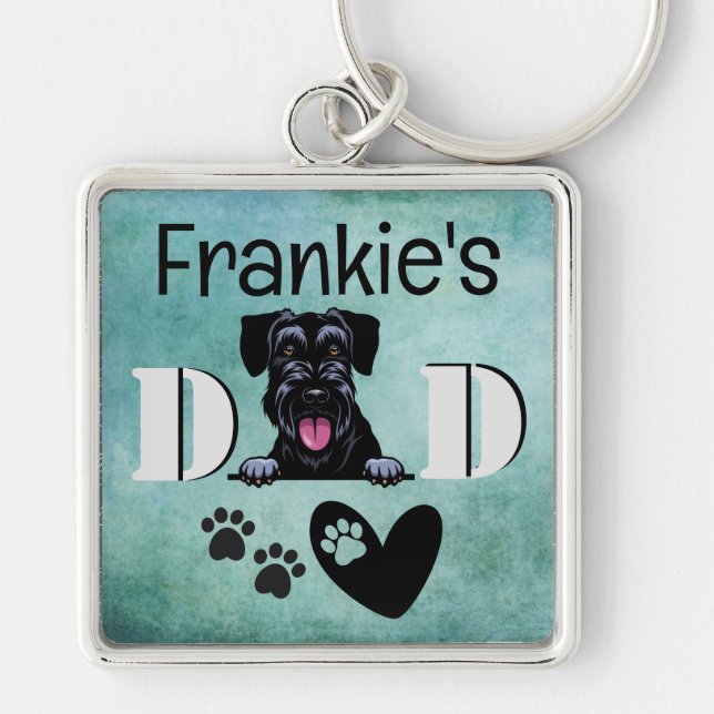 Schnauzer Personalized Peeking  Keychain (Front)