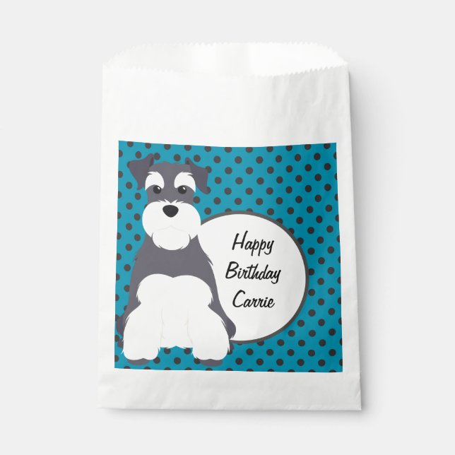 Schnauzer Polka Dots Personalized Favour Bag (Front)