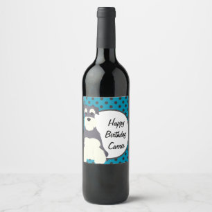 Schnauzer Polka Dots Personalized Wine Label
