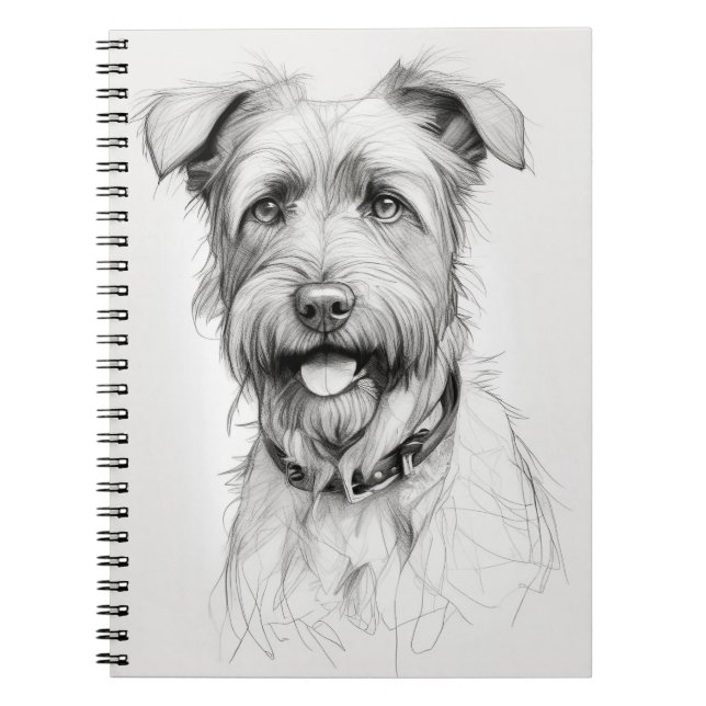 Schnauzer Portrait Pencil Sketch Notebook (Front)