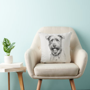Schnauzer Portrait Sketch Throw Pillow