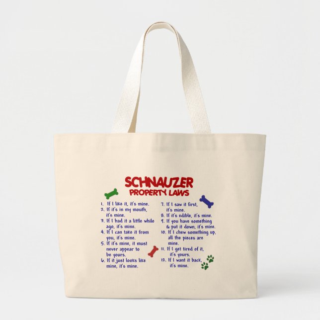 SCHNAUZER Property Laws 2 Large Tote Bag (Front)