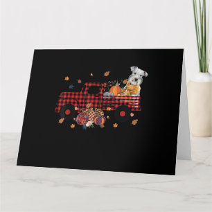 Schnauzer Pumpkin Truck Thanksgiving Halloween Card