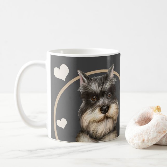 Schnauzer Puppy Dog Every Snack You Make Coffee Mug (With Donut)