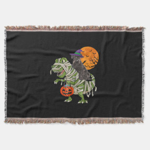 Schnauzer Riding Mummy Halloween Dinosaur Throw Blanket