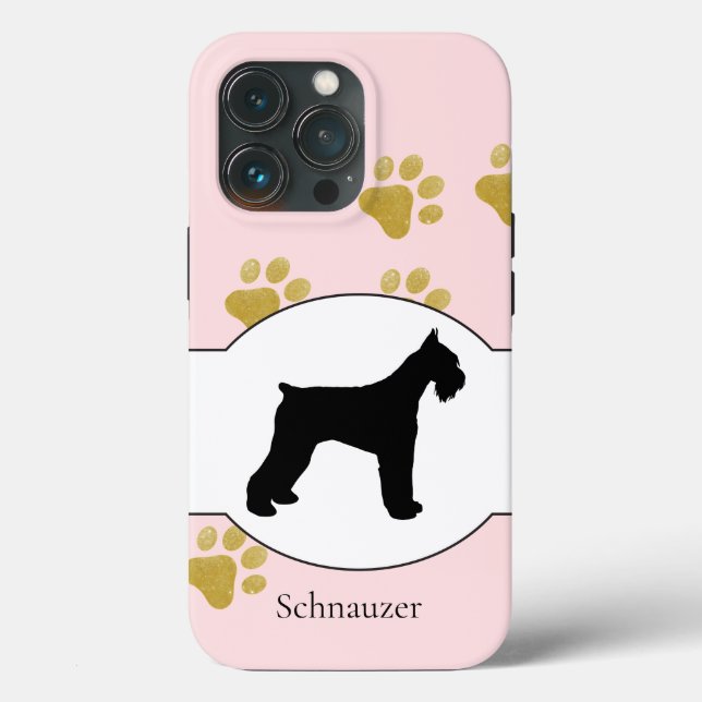 Schnauzer Silhouette Faux Glitter Pawprints Case-M Case-Mate iPhone Case (Back)