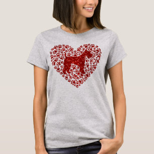 Schnauzer Silhouette Heart Paws Adorable T-Shirt