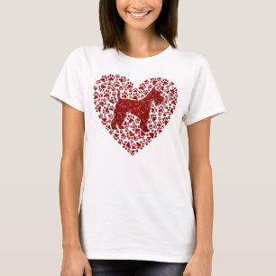 Schnauzer Silhouette Heart Paws Adorable T-Shirt