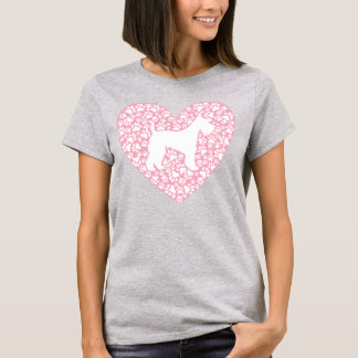 Schnauzer Silhouette Heart Paws Adorable T-Shirt