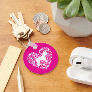 Schnauzer Silhouette Heart Paws Print - Dog Lover Keychain