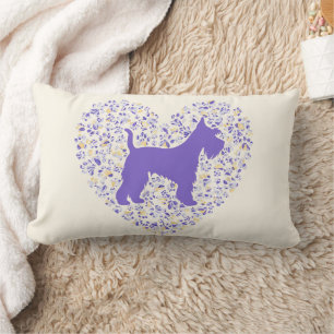 Schnauzer Silhouette Heart Paws Print - Dog Lover Lumbar Pillow