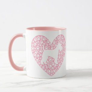 Schnauzer Silhouette Heart Paws Print - Dog Lover Mug
