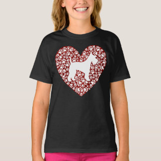 Schnauzer Silhouette Heart Paws Print - Dog Lover T-Shirt