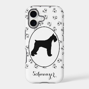 Schnauzer Silhouette Hearts and Paw Prints
