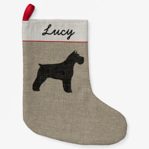 Schnauzer Silhouette Personalized Dog Breed Xmas Small Christmas Stocking