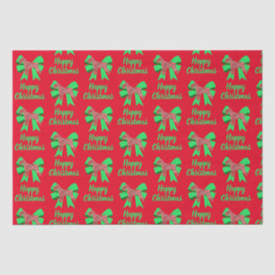 Schnauzer Silhouette Red Christmas Dog & Green Bow Tissue Paper