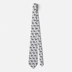 Schnauzer Silhouette Yellow & Blk Grid Light Grey Tie