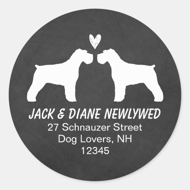 Schnauzer Silhouettes Return Address Classic Round Sticker (Front)